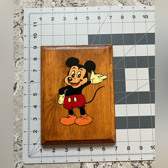Vintage Mickey Mouse Painting On Wood Artwork Hand Painted Disney Art - Picture 4 of 5